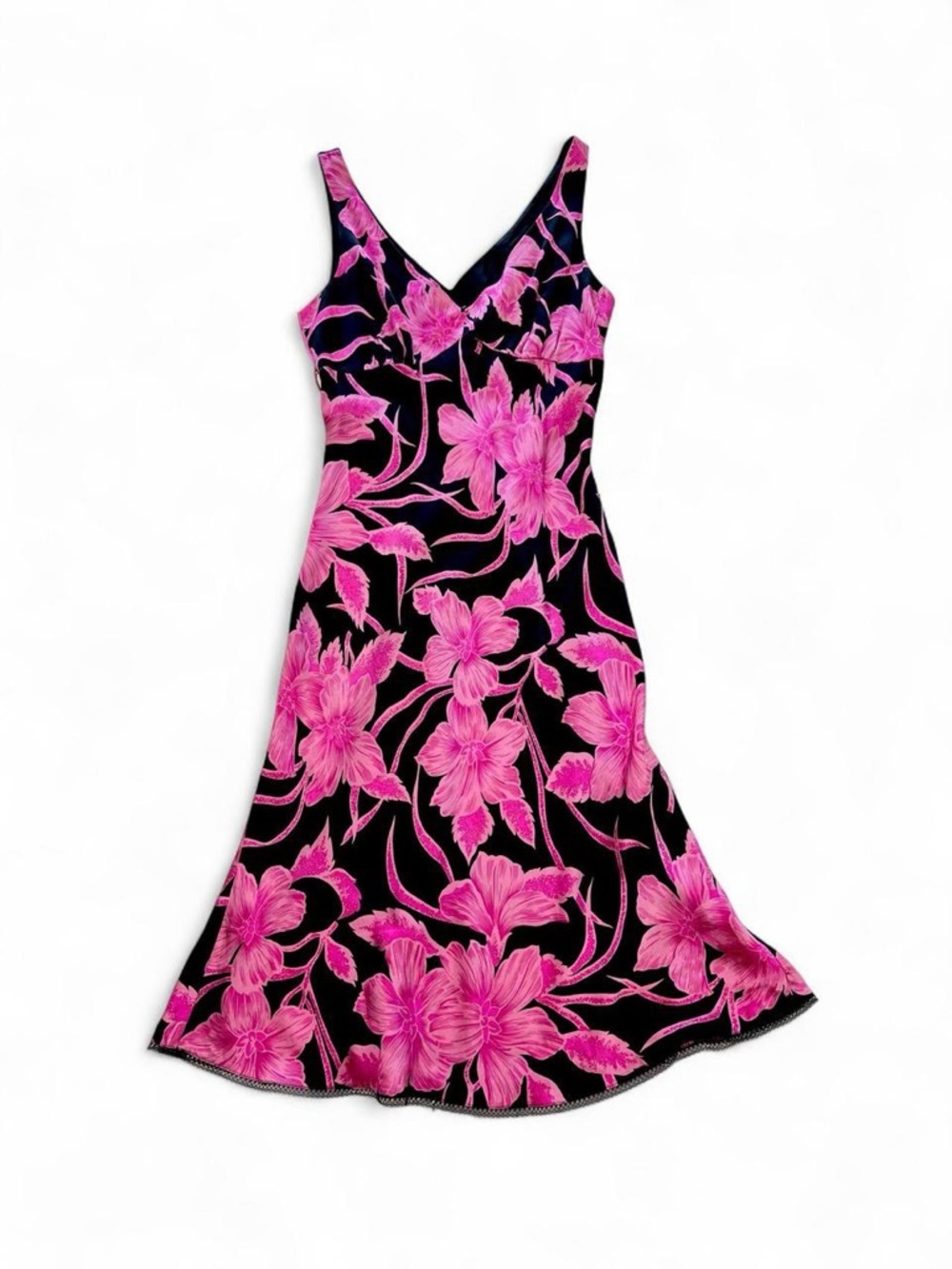 Sleeveless V-Neck Pink Floral Slip Dress - Picture 4 of 7
